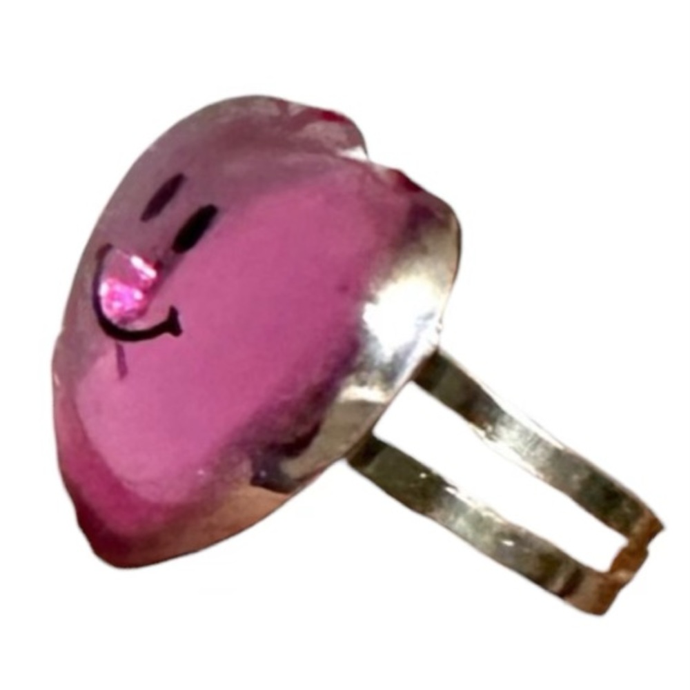 VTG RARE Y2K LISA FRANK PINK SMILEY HEART RING BLING JEWELRY VALENTINE GIFT LOVE
